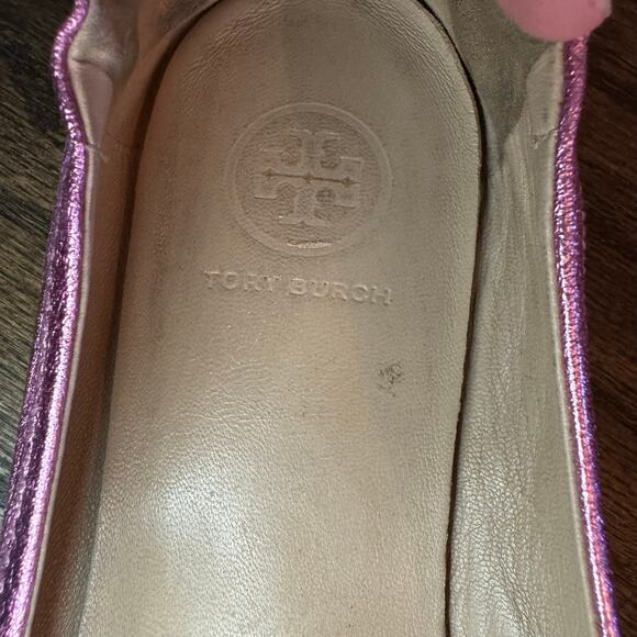 Tory Burch Minnie Travel Flat Metallic Pink Balletcore Size 7 - Picture 7 of 8